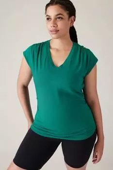Футболка с V-образным вырезом и шнуровкой Athleta, зеленый