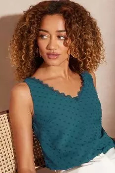 Футболка с V-образным вырезом и вырезом сзади Love & Roses, бирюзовый