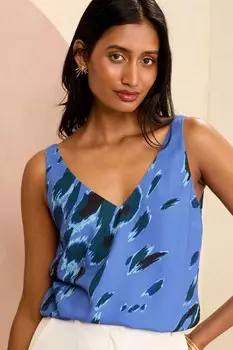 Футболка с V-образным вырезом и вырезом сзади Love & Roses, синий