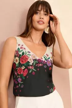 Футболка с V-образным вырезом и вырезом сзади Love & Roses, черный