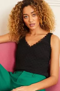 Футболка с V-образным вырезом и вырезом сзади Love & Roses, черный