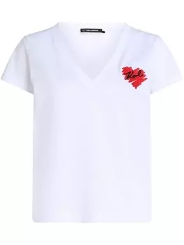 Футболка с V-образным вырезом K/Heart Karl Lagerfeld, белый