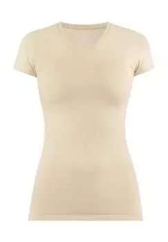 Футболка с V-образным вырезом облегающая фигуру Сиена Normani, бежевый