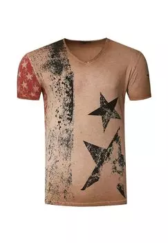 Футболка с V-образным вырезом RUSTY NEAL, цвет Camel