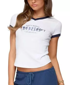 Футболка с V-образным вырезом Santa Monica Edikted, белый