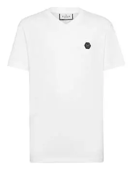 Футболка с V-образным вырезом SS Gothic Plein PHILIPP PLEIN, белый