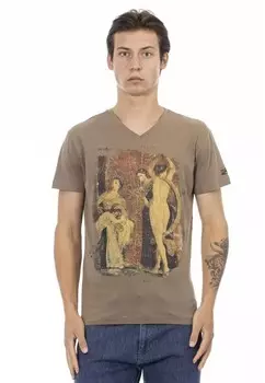 Футболка с v-образным вырезом Trussardi Action, коричневый