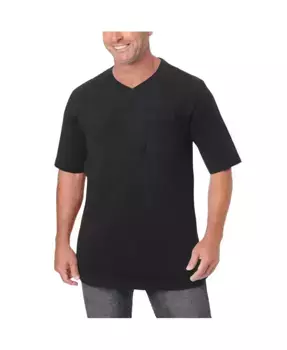 Футболка с V-образным вырезом удлиненного кроя Big & Tall, легкая, не садится после стирки KingSize, черный