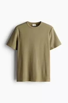 Футболка с вафельной структурой обычного кроя H&M, хаки