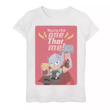 Футболка с валентинкой для девочек 7–16 лет «Marvel Thor You're The One Thor Me» Licensed Character