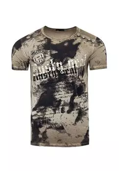 Футболка с великолепным дизайном в стиле батик RUSTY NEAL, хаки