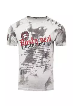 Футболка с великолепным дизайном в стиле батик RUSTY NEAL, серый