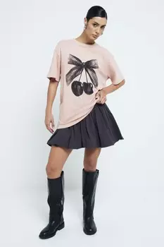 Футболка с веселым графическим принтом River Island, розовый