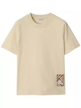 Футболка с винтажной нашивкой в клетку Burberry, нейтральный цвет