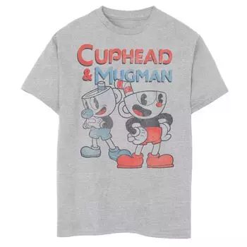 Футболка с винтажным графическим рисунком Cuphead And Mugman Dynamic Duo для мальчиков 8–20 лет Licensed Character