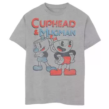 Футболка с винтажным графическим рисунком Cuphead And Mugman Dynamic Duo для мальчиков 8–20 лет Licensed Character