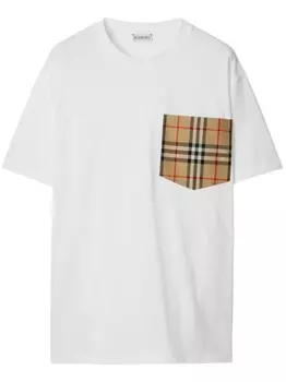 Футболка с винтажным клетчатым карманом Burberry, белый