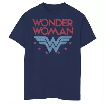 Футболка с винтажным логотипом и графическим рисунком «Чудо-женщина» для мальчиков 8–20 лет DC Comics