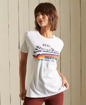 Футболка с винтажным логотипом Superdry, белый