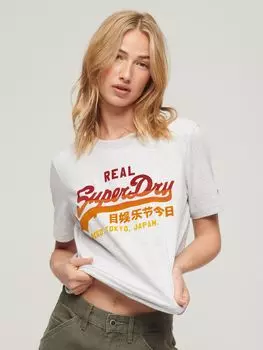 Футболка с винтажным логотипом в тон Superdry, чешуйчатый серый мергель