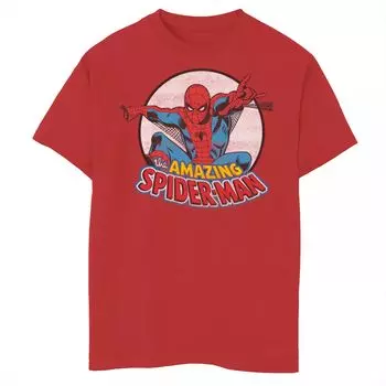 Футболка с винтажным рисунком в стиле ретро для мальчиков 8–20 лет Marvel Amazing Spider-Man Licensed Character
