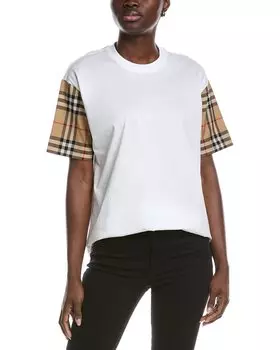 Футболка с винтажным узором в клетку Burberry, белый