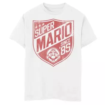 Футболка с винтажным значком для мальчиков 8–20 лет Nintendo Super Mario From 85 Licensed Character, белый