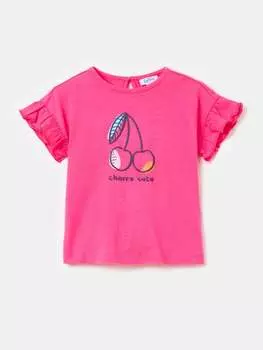 Футболка с воланами и фруктовым принтом Fagottino, цвет fuchsia