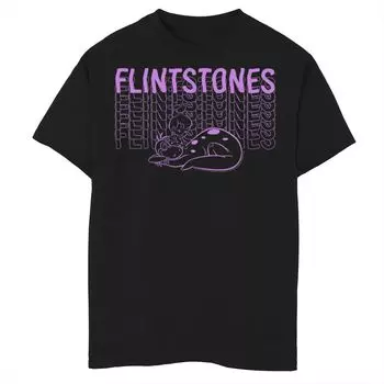 Футболка с волнистым текстом и рисунком The Flintstones Dino and Pebbles для мальчиков 8–20 лет Licensed Character