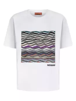 Футболка с волнистым узором и аппликацией Missoni, белый