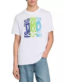 Футболка с волнообразным принтом Sandro, белый