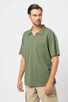 Футболка с воротником и карманом Gap, зеленый