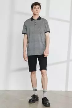 Футболка с воротником и контрастами Ac&Co, черный