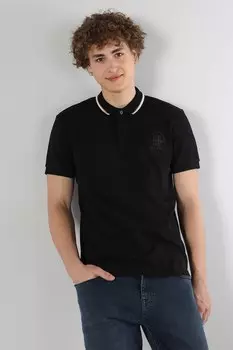 Футболка с воротником и контрастами Colin'S, черный