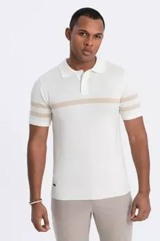 Футболка с воротником и контрастными полосками Ombre, белый