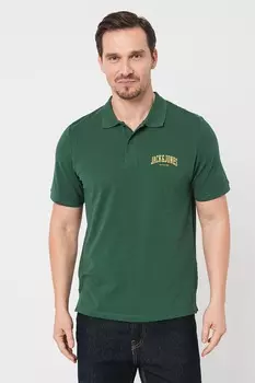 Футболка с воротником и логотипом Jack & Jones, зеленый