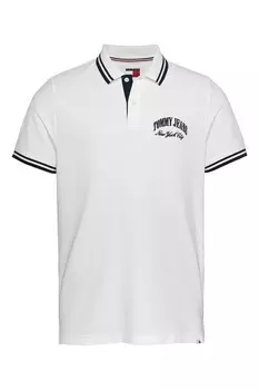 Футболка с воротником и логотипом Tommy Jeans, белый