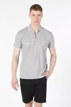 Футболка с воротником и молнией Colin'S, серый