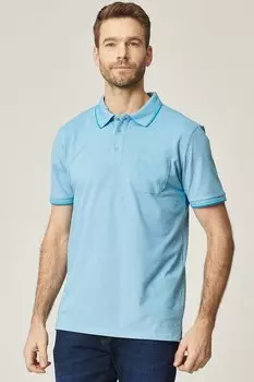 Футболка с воротником и нагрудным карманом Ac&Co, бирюзовый