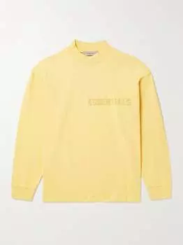 Футболка с воротником из хлопкового джерси и аппликацией логотипа FEAR OF GOD ESSENTIALS, желтый