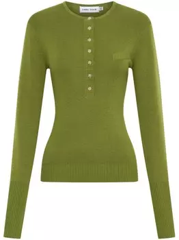 Футболка с воротником на пуговицах Anna Quan, зеленый