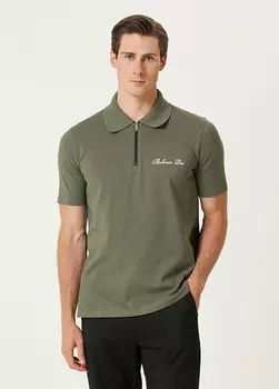 Футболка с воротником-поло Balmain, хаки