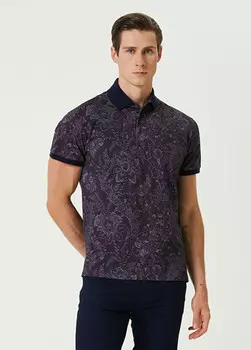 Футболка с воротником-поло и этническим рисунком Etro, синий