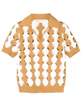 Футболка с воротником поло и вырезами Tory Burch, коричневый