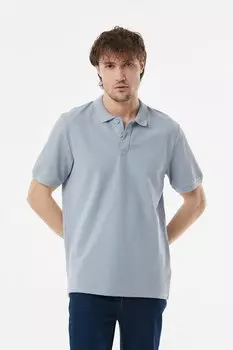 Футболка с воротником-поло из вафельной ткани Fullamoda, вода голубая