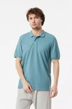 Футболка с воротником-поло из вафельной ткани Fullamoda, синий