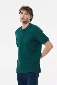 Футболка с воротником-поло из вафельной ткани Fullamoda, темно-зеленый