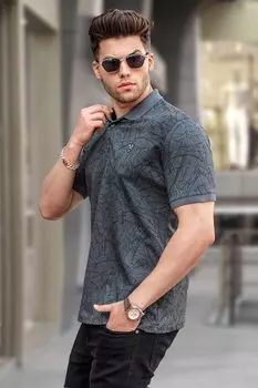 Футболка с воротником-поло с дымчатым узором 5876 MADMEXT