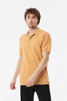 Футболка с воротником-поло с принтом Fullamoda, горчично-желтый