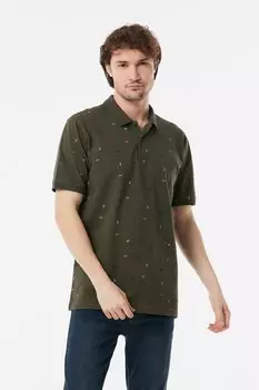 Футболка с воротником-поло с принтом Fullamoda, хаки